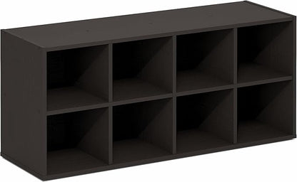 Furinno FANO Shoe Rack, 8-Cube Shoe Organizer, Stackable Shoe Storage, 11.7 x 35.9 x 15.6, for Closet Entryway, Office, Garage, Black Dark Oak