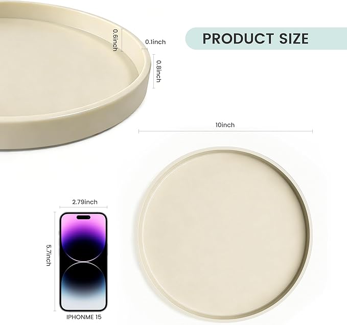 2 Pack 10" Bathroom and Vanity Tray, ABS Bathroom Counter Organizer, Coffee Table Decor for Perfume, Candles, Keys &More. Kitchen Countertop Organizer, Decorative Tray Soap Holder, Yellow