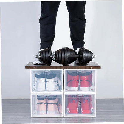 BESPORTBLE Plastic Basketball Shoe Box Storage Container 36X26X20Cm White Shoes Organizer for Home Closet Storage