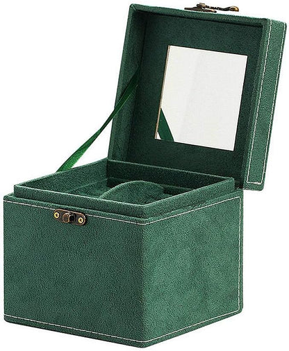 without brand 3-layer New jewelry storage box flannel jewelry storage box creative earrings earrings ring retro jewelry box (green)
