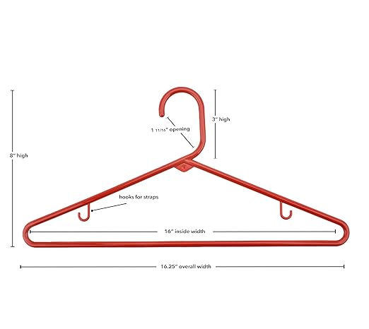 NAHANCO Plastic Tubular Hangers - 16 1/4" Red (Pack of 24)