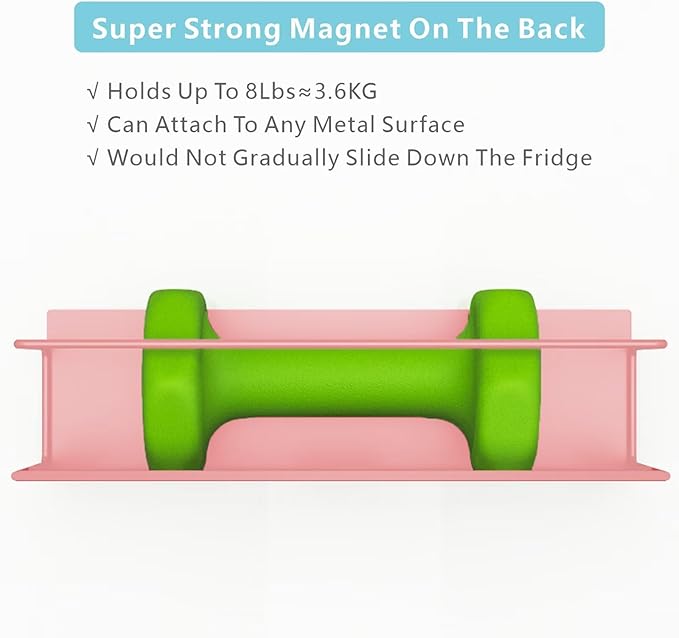 Magnetic Spice Rack For Refrigerator Magnetic Fridge Shelf For Kitchen Spice Organizer Magnetic Shelf For Fridge Space Saving Pink 4 Pack With Magnetic Paper Towel Holder