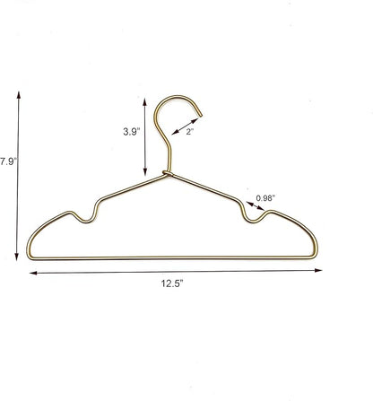 12.6” Gold Matt Metal Coat Hanger, 30PCS, Children Standard Suit Hanger, Clothes Hangers for Closet Toddler Infant Newborn Kids Hangers, Space Saving Baby Clothes Hangers