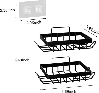 Vowupt Soap Bar Holder for Shower with 8 Hooks, Set of 2 Bar Soap Dish for Bathroom, Self Draining Shower Soaps Holder, Adhesive Soaps Saver Soap Tray Stand for Bathroom Accessories(Black)