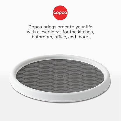 Copco Basics Non-Skid Pantry Cabinet Lazy Susan Turntable,12-Inch,White/Gray,(Pack of 6)