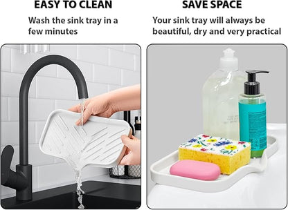 1 Pc Cream Silicone Sponge Holder | Sink Tray for Dish Sponges and Soap Organization | 9.45 x 5.51