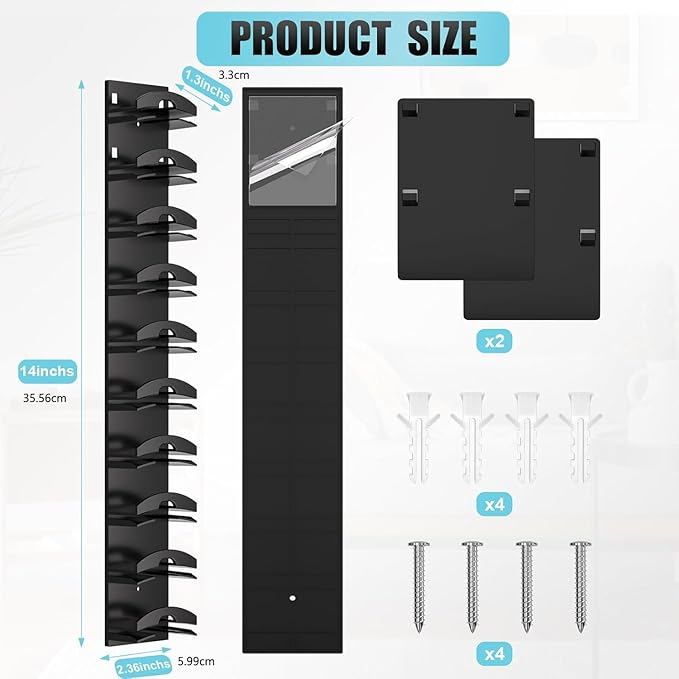 Hat Hook for Wall, 2 Pack Hat Organizer Hold up to 20 Hats, Hat Rack for Wall with Strong Adhesive, Hat Rack for Door Closet, Multi-Tier Hat Organizer, Two Mounting Options (Black)