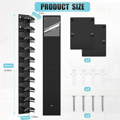 Hat Hook for Wall, 2 Pack Hat Organizer Hold up to 20 Hats, Hat Rack for Wall with Strong Adhesive, Hat Rack for Door Closet, Multi-Tier Hat Organizer, Two Mounting Options (Black)
