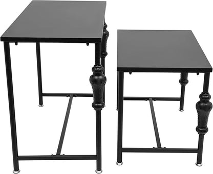 Industrial Retail Display Tables, Set of 2 Standing Clothing Shoes Display Rack Boutique Display Table Storage Shelves for Retail Store, Hotel, office. (Black)