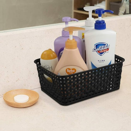 6-pack Black Woven Plastic Storage Baskets Organizing Bins