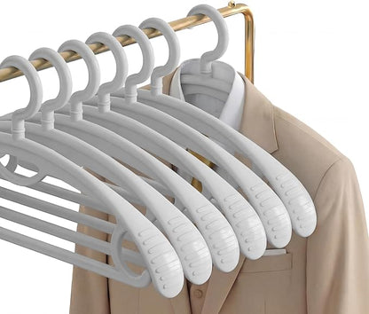 Plastic Clothes Hanger, Extra Thick Plastic Wide Shoulder Adult 360 Degrees Rotate Slip Resistant Standard Clothing Hanger Ideal for Everyday Use Grey 10 Pack