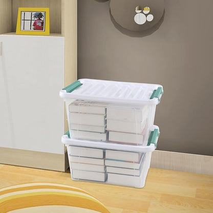 6-Pack Clear Storage Latch Bins, 20 L Plastic Storage Boxes