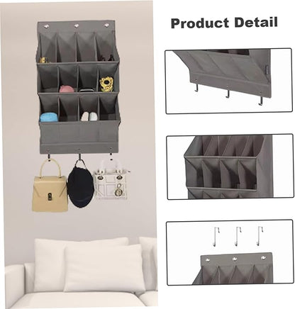 Over Door Shoe Storage with 12 Pockets All-Purpose Wall Mounted Hanging Shoe Storage 600D Oxford Over Door Organizer for Closet and Dorm