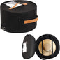 Pehciroe Modern Black Round Hat Box Storage, Portable Felt Travel Hat Boxes with Translucent Dustproof Lid and Shoulder Strap, 16.9" x 8.3" x 8.3"