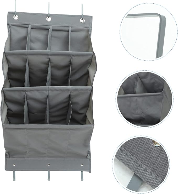UKCOCO Multi Layer Door Back Storage Pouch Oxford Cloth Wall Hanging Organizer with Large Pockets Space Saving Shoe and Item Holder for Home Bathroom Kitchen Grey