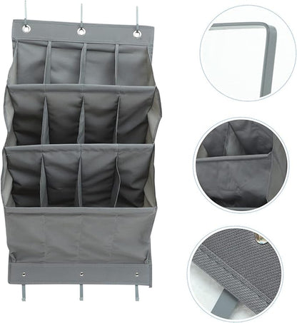 UKCOCO Multi Layer Door Back Storage Pouch Oxford Cloth Wall Hanging Organizer with Large Pockets Space Saving Shoe and Item Holder for Home Bathroom Kitchen Grey