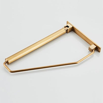 Folding Wall Mounted Clothes Hanger Rack Clothes Hook Solid Brass with Swing Arm Holder Clothing Hanging System Closet Storage Organizer Heavy Duty Drying Rack Wall Mount, Antique Brass