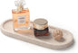 Oval Travertine Stone Tray for Jewelry, Candles, Perfume, Decorative Marble Bathroom Tray for Countertop Organizer 9.8inch x 3.9inch x 0.7inch