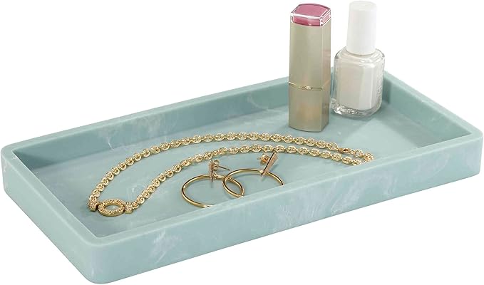 Nicole Miller - Vanity Tray, Resin Countertop Accessories, Dorm Room Essentials (Kendall Collection, Oasis)