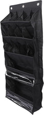 Over The Door Shoe Bag Space Saving Hanging Storage Holder Vertical Organizer with 16 Pockets for Closet Bathroom Dorm Entryway (Black)