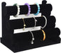 3 Tier Bracelet Holder Display, Velvet Watch Organizer Stand for Selling, Detachable Jewelry Racks for Vendors(Black)