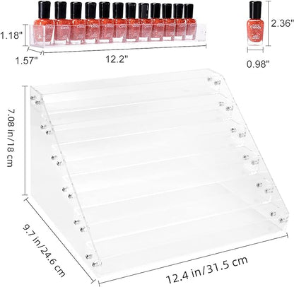 BTremary Clear Nail Polish Paint Organizer Holder Rack Shelf 6 Tier Acrylic Tattoo Ink Essential Oil Display Stand Holds Up to 48-96 Bottles for Table (Fit 1-2oz Bottles)