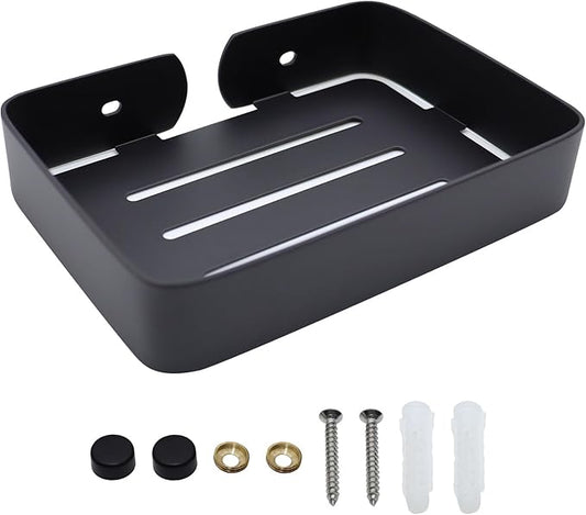 Soap Dish Stainless Steel Black Soap Dish Holder Wall Mounted Shower Soap Holder with Screws, Sturdy Soap Dish for Bar Soap Stylish Soap Dish Holder for Shower Bathroom Kitchen Sink Tub