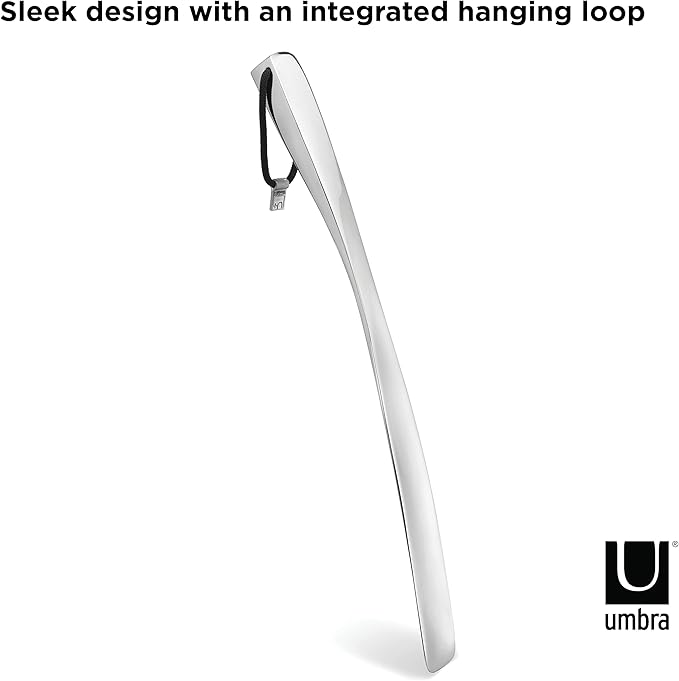 Umbra Shoehorn Premium Silver Long-Handled Metal 18 Inch Horn Stick for Men, Women, Kids, Boots Stainless Steel Heavy-Duty Shoes Remover, Aluminum, 0.4 x 0.4 x 0.4
