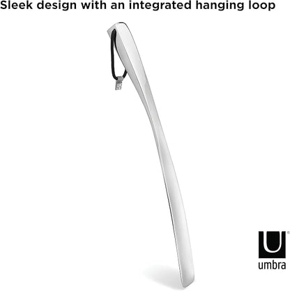 Umbra Shoehorn Premium Silver Long-Handled Metal 18 Inch Horn Stick for Men, Women, Kids, Boots Stainless Steel Heavy-Duty Shoes Remover, Aluminum, 0.4 x 0.4 x 0.4