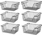Slideep 14'' Black Stackable Storage Baskets Sturdy Metal Wire Freezer Bins Cabinet Organizer for Pantry Home Kitchen Organization- Set of 6