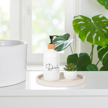Silicone Bathroom Tray Round Vanity Tray Decorative Soap Holder Kitchen Countertop Organizer Coffee Table Decor for Candle, Perfume, Plant, 9 Inch, Beige