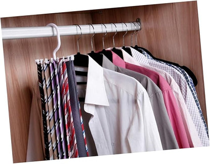 360 Degrees Rotating Tie Hanger Rack Organizer Non-Slip Plastic Tie and Scarf Storage White for Closet Organization