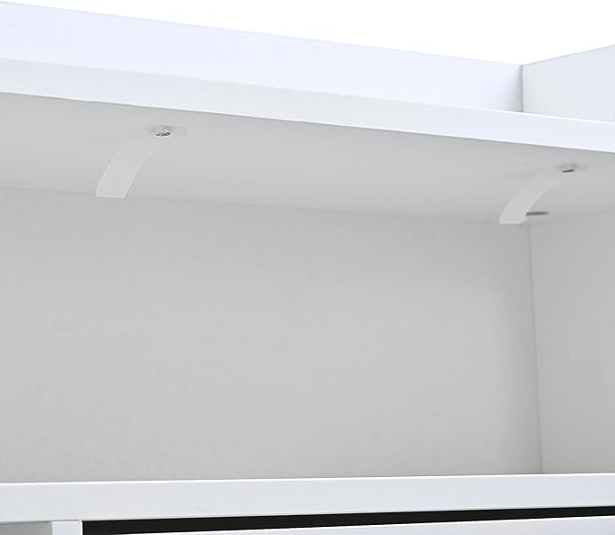 JIVOIT 2-Tier Shoe Storage Organizer, Modern Wooden Shoe Cabinet with 4 Flip Drawers, Multifunctional Free Standing Shoe Rack for Entrance Hallway Small Spaces (White+4 Flip Drawers)