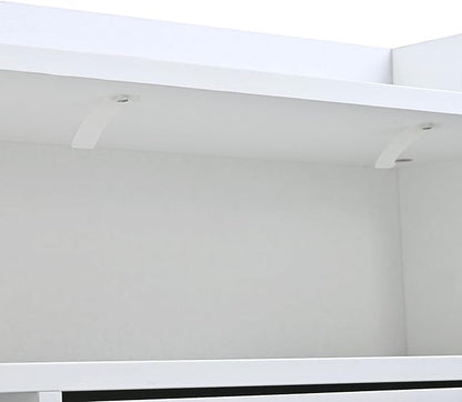JIVOIT 2-Tier Shoe Storage Organizer, Modern Wooden Shoe Cabinet with 4 Flip Drawers, Multifunctional Free Standing Shoe Rack for Entrance Hallway Small Spaces (White+4 Flip Drawers)