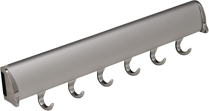 Belt Rack TAG Synergy Elite Collection (Matt Aluminum with Chrome, 6 Hook, 13 7/8")