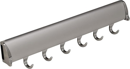 Belt Rack TAG Synergy Elite Collection (Matt Aluminum with Chrome, 6 Hook, 13 7/8")