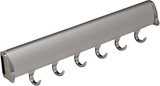Belt Rack TAG Synergy Elite Collection (Matt Aluminum with Chrome, 6 Hook, 13 7/8")