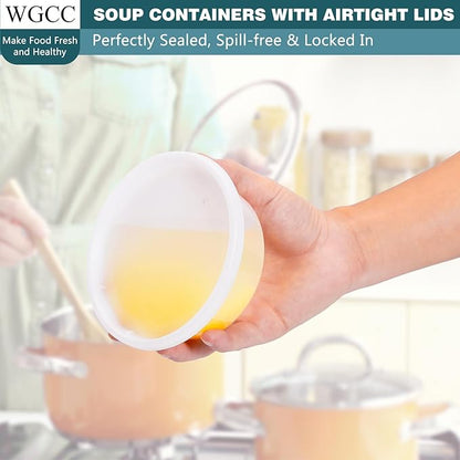 WGCC Deli Containers with Lids 8oz- Disposable Soup Containers with Lids 48 Sets - Plastic Container with Lid, Food Container with Leakproof, BPA Free/Microwave/Freezer/Dishwasher Safe