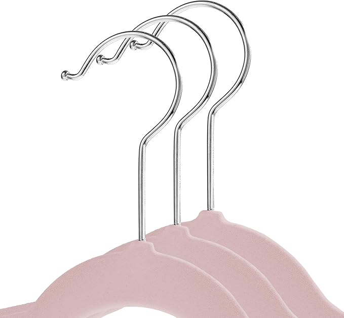 Casafield 100 Velvet Kid's Hangers - 14" Size for Children's Clothes - Light Pink