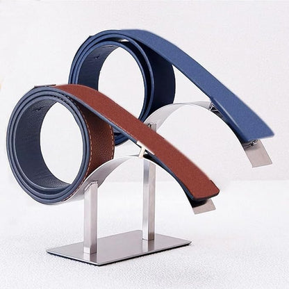 Stainless Steel Belt Display Stand Rack Belt Holder Organizer Belt Storage Organizer and Displayer for 2 Belts Retail Store Display or Home Use