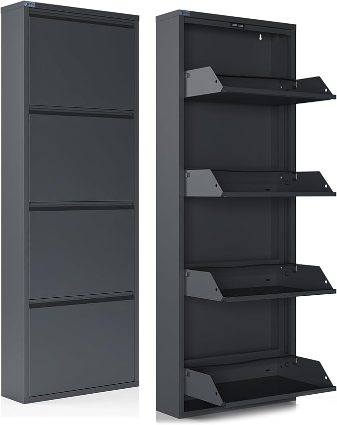 CEHA 4 Tier Metal Shoe Cabinet with Cover, Durable Shoe Storage Organizer for Entryway, Space Saving Shoe Shelf Closet, 5.91" x 53.5" x 19.68", Anthracite