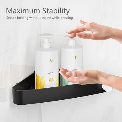Sotfamily Plastic Shower Caddy Corner (for 90° Only), 4 Pack Adhesive Corner Shower Shelves for Smooth Wall Bathroom Organizers and Storage, Black