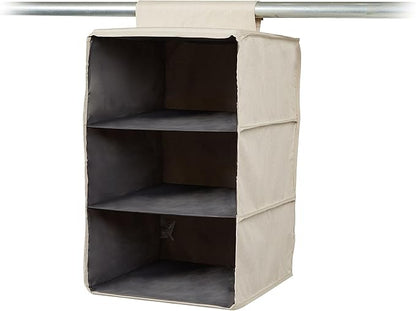 Covermates Keepsakes Hanging Closet Organizer – Heavy Duty Vertical Wardrobe Storage Shelves for Sweaters, Handbags, and Shoes – Acid-Free Interior Lining, Beige Heather