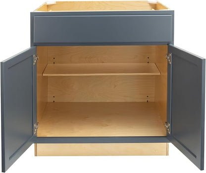 Quicklock RTA (Ready-to-Assemble) | Base Kitchen Cabinets - Shaker Style | Made in America (Needlepoint Navy, 30" Wx34.5 Hx24 D Base)