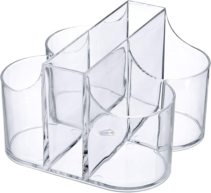 Lillian Tablesettings Cutlery Caddy Organizer 5 Compartment - Silverware Organizer & Napkin Holder - Clear, 1 Pack