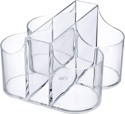 Lillian Tablesettings Cutlery Caddy Organizer 5 Compartment - Silverware Organizer & Napkin Holder - Clear, 1 Pack