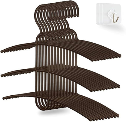 upra Shirt Hangers Space Saving Plastic 10-Pack, Durable Multi-Functional Non-Slip Clothes Hangers Closet Organizers, for Coats Jackets Pants Dress Scarf, Dorm Room/Apartment Essentials