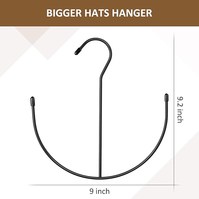 ZEDODIER Hat Hangers for Closet, Metal Hat Organizer Hat Racks for 10 Baseball Caps, Hat Holder Cap Storage, Black