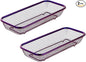 Kitchen Flatware Drawer Organizer, 2pcs Stackable Mesh Cabinet Storage Basket, Stainless Steel Kitchen Utensils Filter Drying Rack Holder for Knives, Fork, Spoon Chopsticks (Purple)