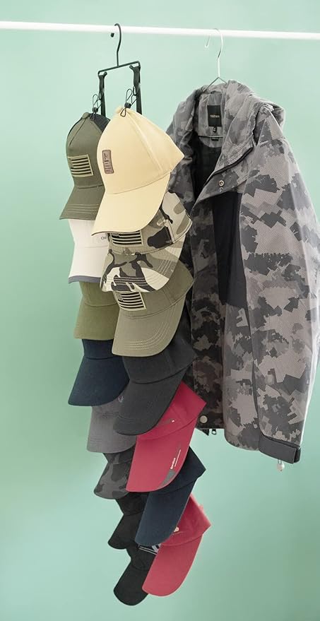 Mkono Hat Rack for Wall Wooden Baseball Caps Organizer with 20 Hooks and Cap Keeper Hanger with 16 Hooks